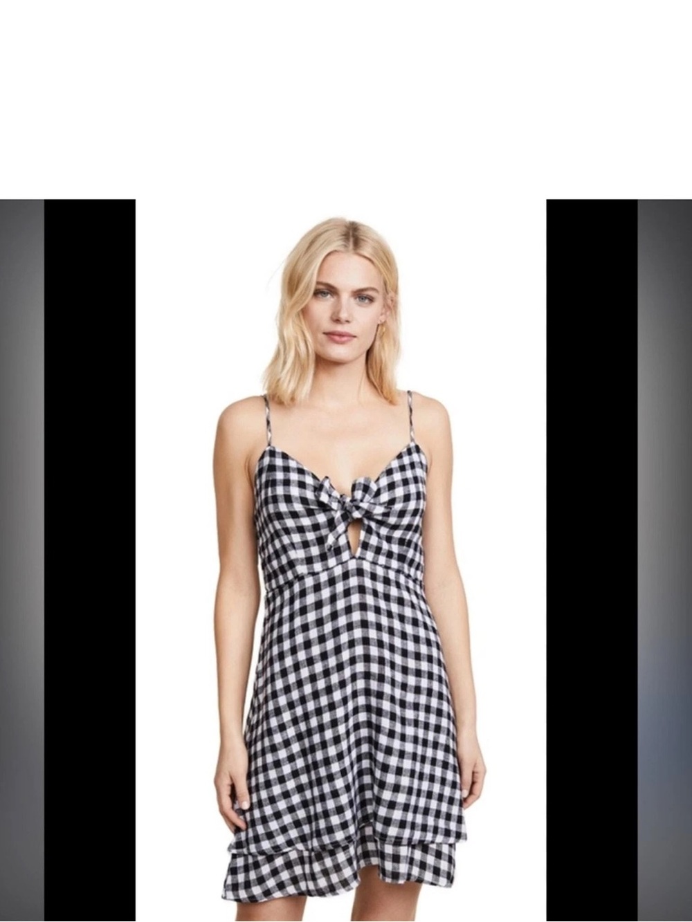 Rails Black & White Linen Gingham Tie-Front Chemise
